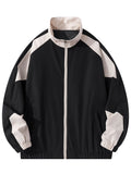 Men's Casual Color Block Full Zip Jacket, Stylish Comfy Jacket With Pockets, Spring & Autumn Wear, Outdoor Cloth