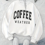 Purpdrank Coffee Print Pullover Sweatshirt, Casual Long Sleeve Crew Neck Sweatshirt For Fall & Winter, Women's Clothing