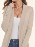 Purpdrank Long Sleeves Loose Buttoned Solid Color Collarless Cardigan Tops