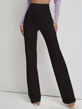 Chic Womens High Waist Solid Straight Leg Pants - Comfortable Work to Weekend Wear - Figure-Sculpting, Timeless hues, Everyday Essential