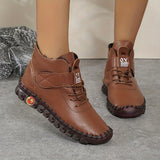 Women's Solid Color Casual Boots, Buckle Soft Sole Platform High-top Walking Shoes, Round Toe Comfort Winter Boots fall