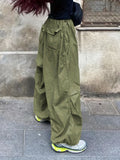 Versatile Y2K Polyester Cargo Pants for Women - All-Season, Pocket Detail, Non-Elastic