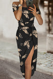 Sweet Elegant Floral Not Positioning Printed Patchwork Off the Shoulder A Line Dresses(5 Colors)