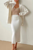 Casual Simplicity Solid Cardigan Collar Long Sleeve Two Pieces