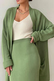 Casual Simplicity Solid Cardigan Collar Long Sleeve Two Pieces