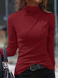 Purpdrank High Neck Slim Fit Polyester Turtleneck Top - Soft, Stretchy, and Breathable for All Seasons - Machine Washable, Casual Long Sleeve Shirt for Women