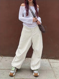 Versatile Y2K Polyester Cargo Pants for Women - All-Season, Pocket Detail, Non-Elastic