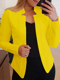 Stylish Solid Open Front Long Sleeve Blazer - Elegant, Slim-Fitting, Work-Ready Office Outerwear for Women - Perfect for Business Casual Events and Daily Wear