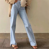 Mop Frayed Denim Trousers Autumn and Winter High Waist Floor Loose Slimming Straight Wide Leg Jeans