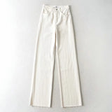 Mop Frayed Denim Trousers Autumn and Winter High Waist Floor Loose Slimming Straight Wide Leg Jeans