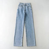 Mop Frayed Denim Trousers Autumn and Winter High Waist Floor Loose Slimming Straight Wide Leg Jeans