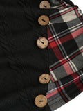 Warm & Stylish Tartan Hoodie with Decorative Buttons - Perfect Fit, Easy-Care Casual Winter Wear for Women