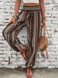 Purpdrank [Tribal Print Jogger Pants] Tribal Print Jogger Button Decor Pants, Boho High Waist Loose Pants For Spring & Summer, Women's Clothing