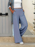 Chic High-Waist Flared Pants - Comfortable Stretch Fit for Women, Perfect for Spring & Autumn Wear