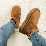 Women's Solid Color Fluffy Boots, Thermal Lining Platform Soft Sole Winter Daily Shoes, Non-slip Warm Snow Boots