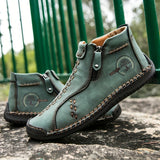 Women's Handmade Boots, Classic Stitching Ankle Boots, Outdoor Casual Zipper Shoes