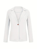 Fashionable Womens Blazer Jacket - Solid Lapel, Button Closure, Flowy Long Sleeves - Casual-Formal Commuter Outerwear