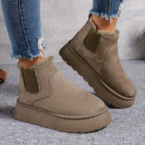 Women's Solid Color Fluffy Boots, Thermal Lining Platform Soft Sole Winter Daily Shoes, Non-slip Warm Snow Boots