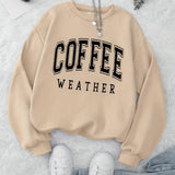 Purpdrank Coffee Print Pullover Sweatshirt, Casual Long Sleeve Crew Neck Sweatshirt For Fall & Winter, Women's Clothing