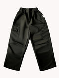 Loose Solid Colored Girls Cargo Pants with Flap Pockets for Spring & Summer, Versatile & Plain