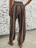 Purpdrank [Tribal Print Jogger Pants] Tribal Print Jogger Button Decor Pants, Boho High Waist Loose Pants For Spring & Summer, Women's Clothing