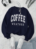 Purpdrank Coffee Print Pullover Sweatshirt, Casual Long Sleeve Crew Neck Sweatshirt For Fall & Winter, Women's Clothing