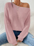 Women's Cold Shoulder Sweater - Soft, Solid Color, Casual, Long Sleeve, Fall and Winter Essential, Comfortable, Relaxed Fit Clothing