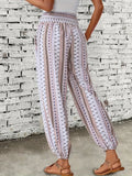 Purpdrank [Tribal Print Jogger Pants] Tribal Print Jogger Button Decor Pants, Boho High Waist Loose Pants For Spring & Summer, Women's Clothing