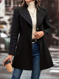 Single Solid Button Long Sleeve Versatile Winter Outwear Overcoat, Women's Clothing