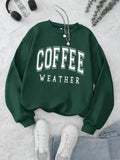 Purpdrank Coffee Print Pullover Sweatshirt, Casual Long Sleeve Crew Neck Sweatshirt For Fall & Winter, Women's Clothing