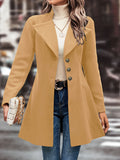 Single Solid Button Long Sleeve Versatile Winter Outwear Overcoat, Women's Clothing