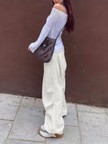 Versatile Y2K Polyester Cargo Pants for Women - All-Season, Pocket Detail, Non-Elastic