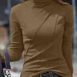 Purpdrank High Neck Slim Fit Polyester Turtleneck Top - Soft, Stretchy, and Breathable for All Seasons - Machine Washable, Casual Long Sleeve Shirt for Women