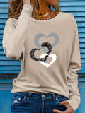 Purpdrank Romantic Heart Print Womens Long Sleeve T-Shirt - Soft Cotton Blend, Comfortable Crew Neck, Perfect for Spring & Fall Casual Wear