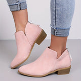 Women's Slip On V Cut Chelsea Boots, Chunky Heeled Point Toe Zipper Short Boots, Women's Footwear