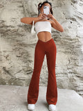 Stylish Solid Flare Leg Pants - Comfortable, Breathable, and Versatile Casual Wear for Spring and Summer - Women's Fashion Clothing for Everyday Occasions