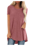 Purpdrank Casual Crew Neck Short Sleeve Solid Longline T-Shirt - Women's Every Day Tops, Clothing