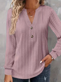 Purpdrank Plus Size Womens Soft Cable Knit Top with Trendy Button Detail - V Neck, Long Sleeve, Slight Stretch for Casual Comfort