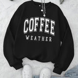 Purpdrank Coffee Print Pullover Sweatshirt, Casual Long Sleeve Crew Neck Sweatshirt For Fall & Winter, Women's Clothing