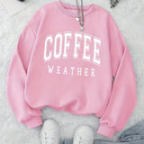 Purpdrank Coffee Print Pullover Sweatshirt, Casual Long Sleeve Crew Neck Sweatshirt For Fall & Winter, Women's Clothing