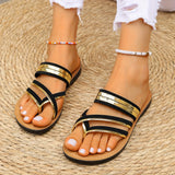 Purpdrank Lightweight Metallic Casual Slide Sandals - Women's Flat Summer Shoes, Clip Toe