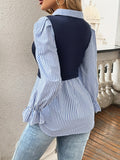 Vibrant Striped Print Blouse - Women's Elegant Single Breasted Color Block Shirt for Spring & Fall - Comfortable, Relaxed Fit, Button Front, Long Sleeve, Casual Wear