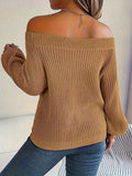 Eyelet Embroidered Off Shoulder Sweater, Casual Long Sleeve Sweater For Fall & Winter, Women's Clothing