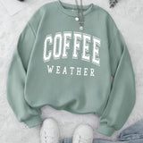 Purpdrank Coffee Print Pullover Sweatshirt, Casual Long Sleeve Crew Neck Sweatshirt For Fall & Winter, Women's Clothing