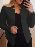 Stylish Solid Open Front Long Sleeve Blazer - Elegant, Slim-Fitting, Work-Ready Office Outerwear for Women - Perfect for Business Casual Events and Daily Wear