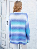 Purpdrank Plus Size Ombre Cable Knit Open Front Cardigan, Long Sleeve Drop Shoulder Vacation Style Knitted, Women's Clothing