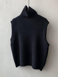 Purpdrank Casual Loose Sleeveless Solid Color High-Neck Sweater Vest Outerwear