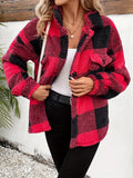 Purpdrank Cozy Plaid Faux Fur Fuzzy Coat - Stylish Button Front Long Sleeve Warm Outerwear - Designed for Womens Fall & Winter Fashion