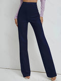 Chic Womens High Waist Solid Straight Leg Pants - Comfortable Work to Weekend Wear - Figure-Sculpting, Timeless hues, Everyday Essential