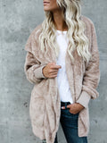 Cozy Faux Fur Fuzzy Hooded Coat - Versatile Solid Color, Relaxed Open-Front Design, Warm Long Sleeve Outerwear for Women